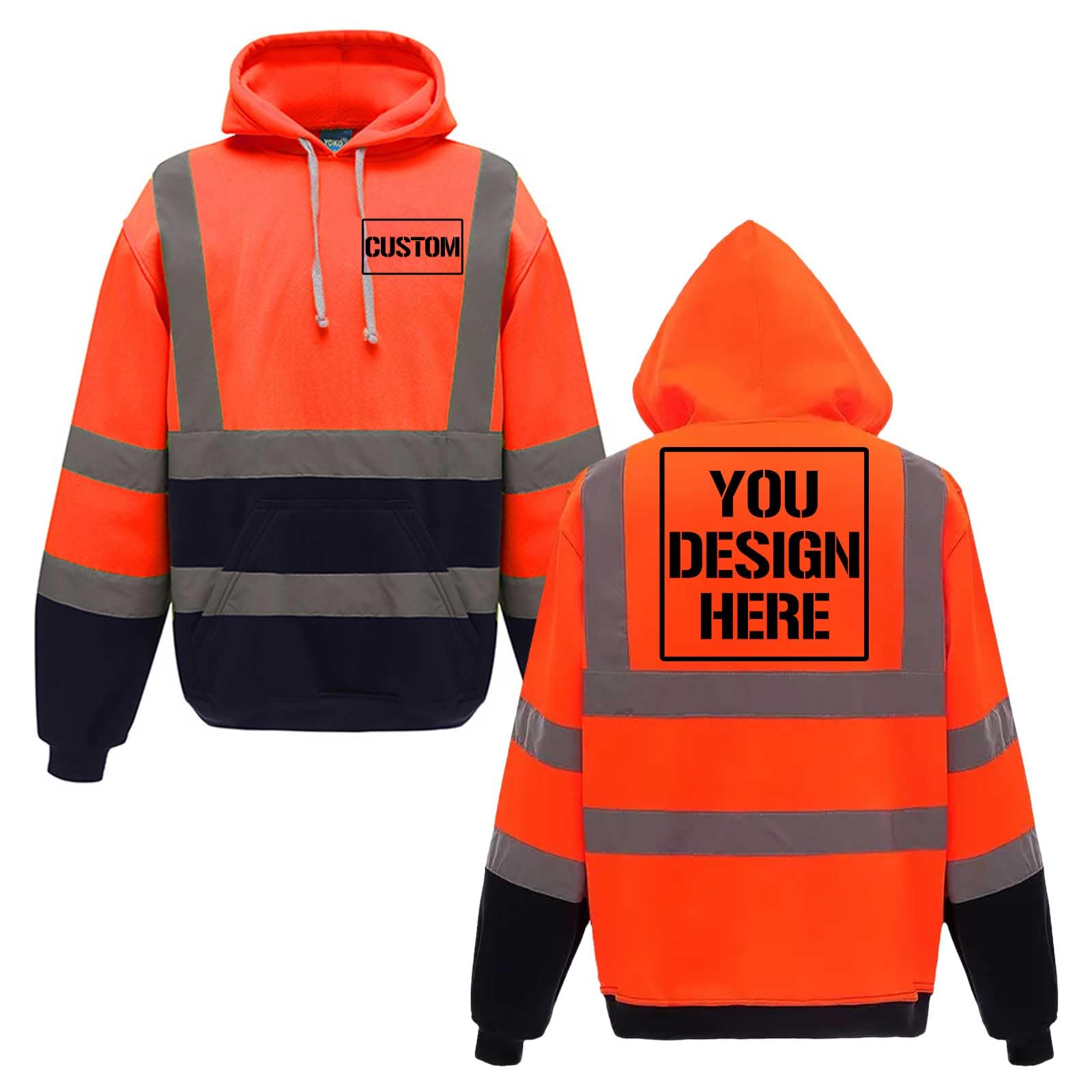 Spersonalizowana bluza z kapturem z nadrukiem Hi Vis High Vis dla mężczyzn odblaskowa bluza z kapturem o wysokiej widoczności sweter polar