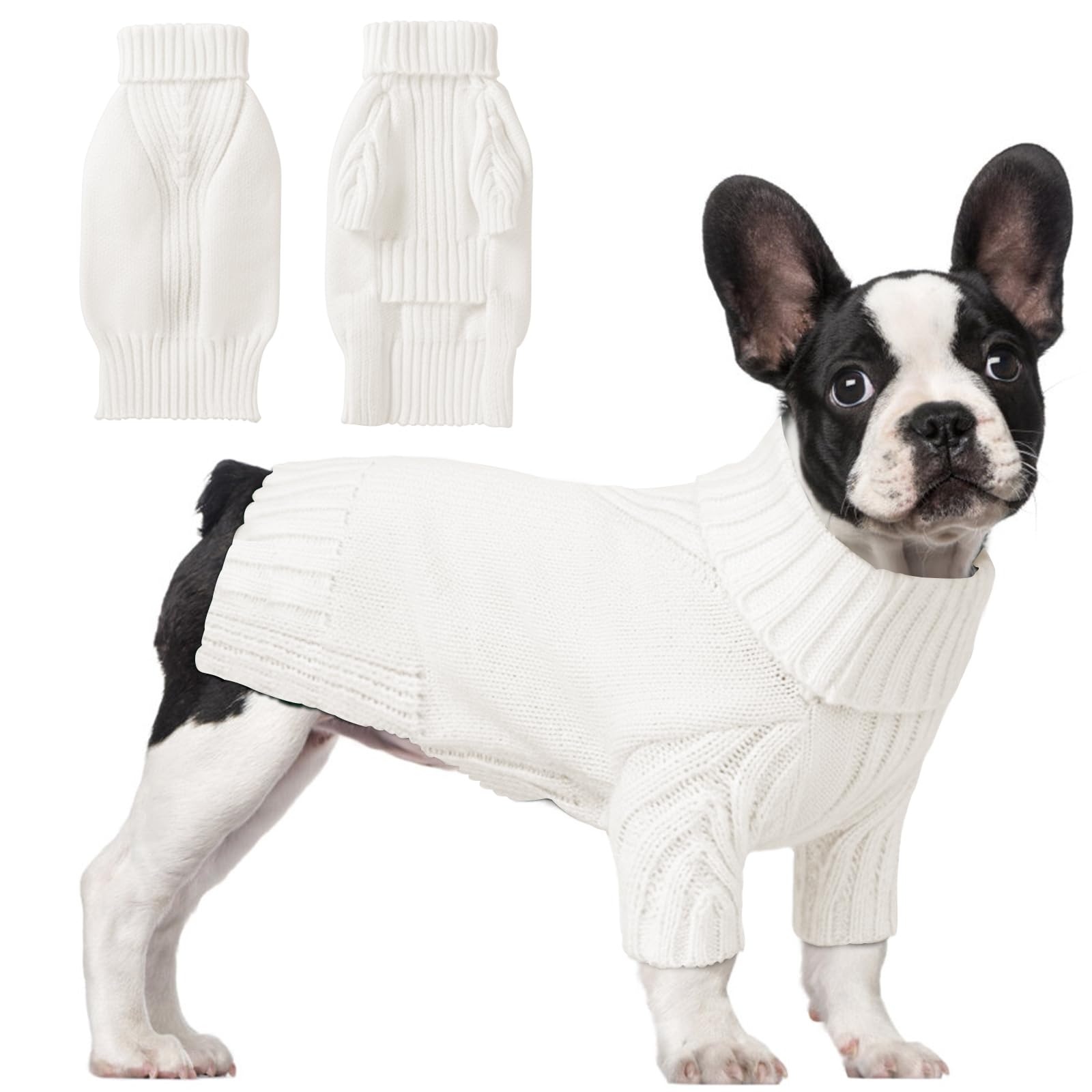 Dog Sweaters for Small Medium Large Dog, Classic Turtleneck Pet Clothes Warm Thermal Doggy Winter Coat, Thick Double Knitting Collar Pullover Cold Weather Puppy Jacket for Indoor &amp; Outdoor Wear