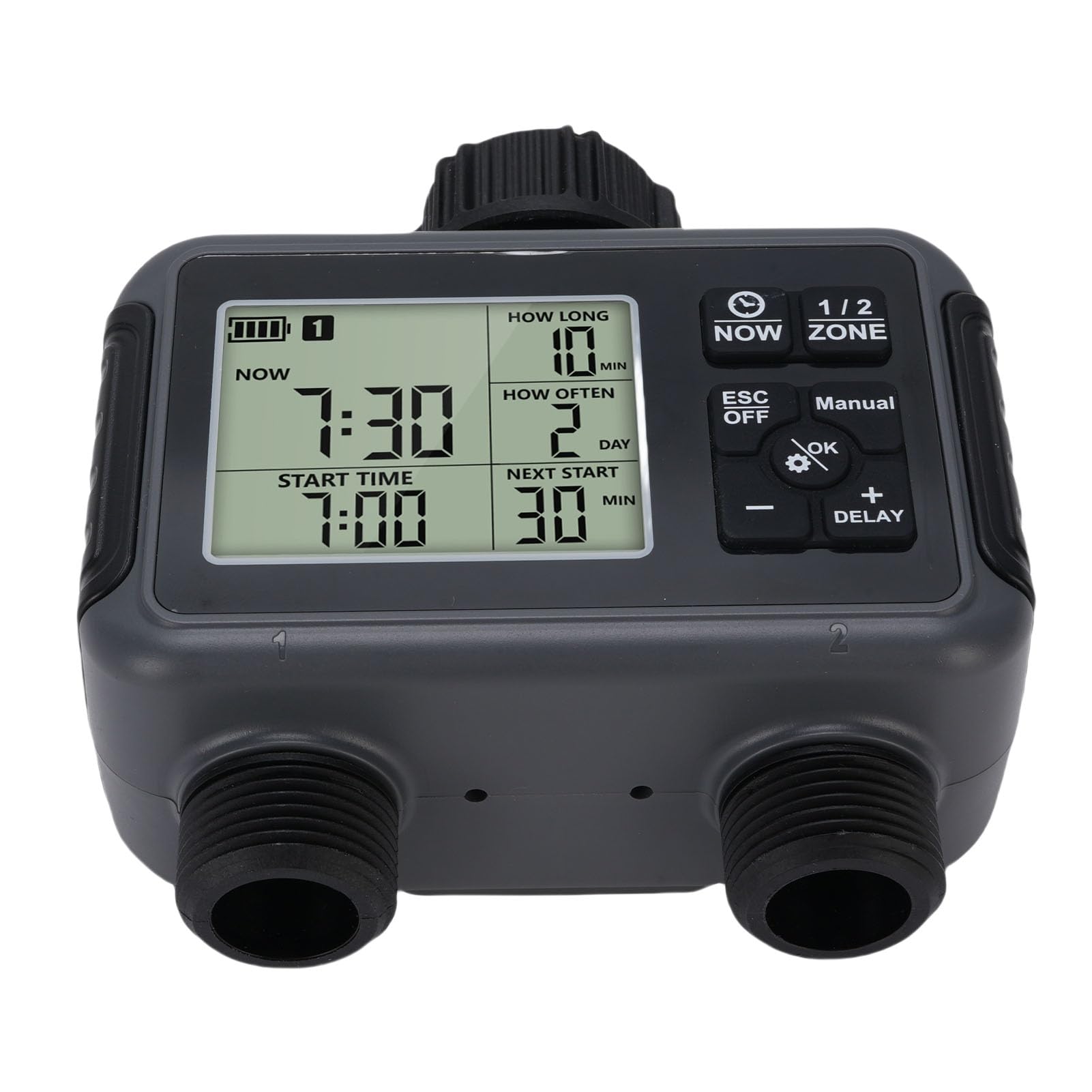 Zunate Temporizzatore Irrigatore a Doppia Uscita Programmabile |Programmatore di Irrigazione con Display LCD IPX5 Resistente Alla Pioggia per Patio da Giardino