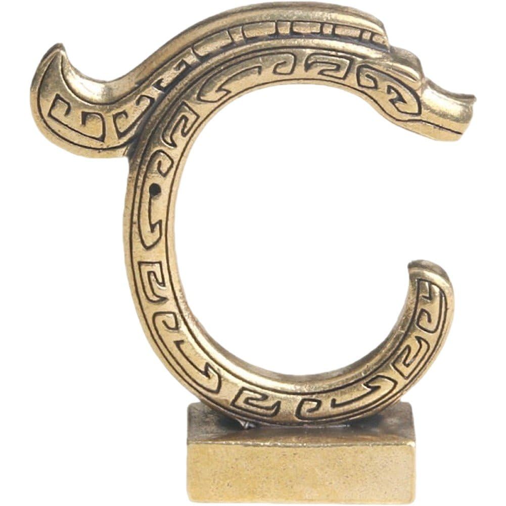 Caeanhi Vintage Brass Chilong Figurine Chinese Mythical Statue Miniature Animal Sculpture Desktop Ornament for Home Office