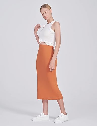 Miniatura 2 de POSHDIVAH Falda de maternidad para mujer, sobre el vientre, de cintura alta, color liso, elástica, falda tubo para embarazo