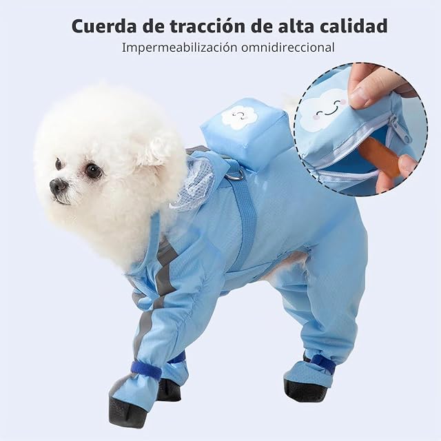Foto 7 de 7 de PETCUTE Chubasquero para Perros con Capucha,Ajustable Impermeables para Perros con Banda Reflectante,Cuatro…