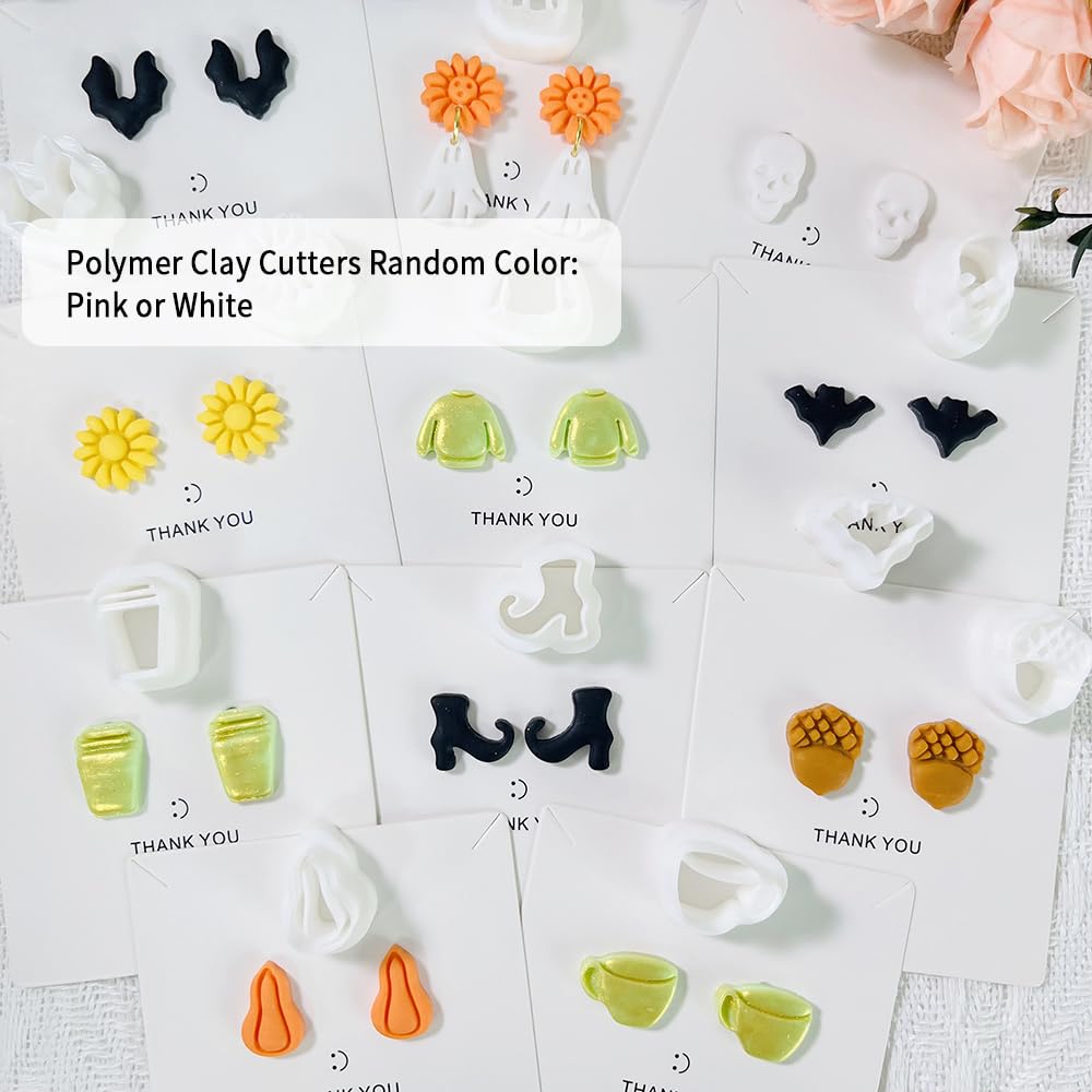 12PCS Mini Halloween Clay Cutters for Polymer Clay Jewelry – Small Clay Earring Cutters, Fall Pumpkin Coffee Boot Shapes, Polymer Clay Tools & Molds Kit