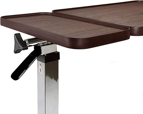 Miniatura 4 de Vaunn Mesa de noche ajustable sobre la cama 1 unidad paquete de 1 marrón mate y médico ajustable sobre la cama con ruedas uso médico y hospitalario
