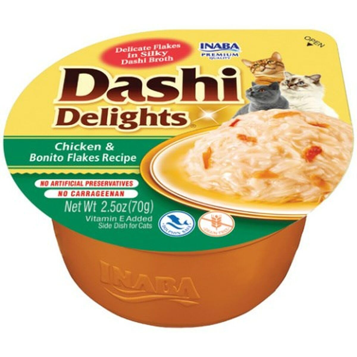 INABA Dashi Delights: Chicken & Bonito Flakes Recipe (1 x 70g) / Bits in Broth Cat Food Topping, Rich in Protein, Natural Ingredients, Delicious and Healthy, Wet Cat Food
