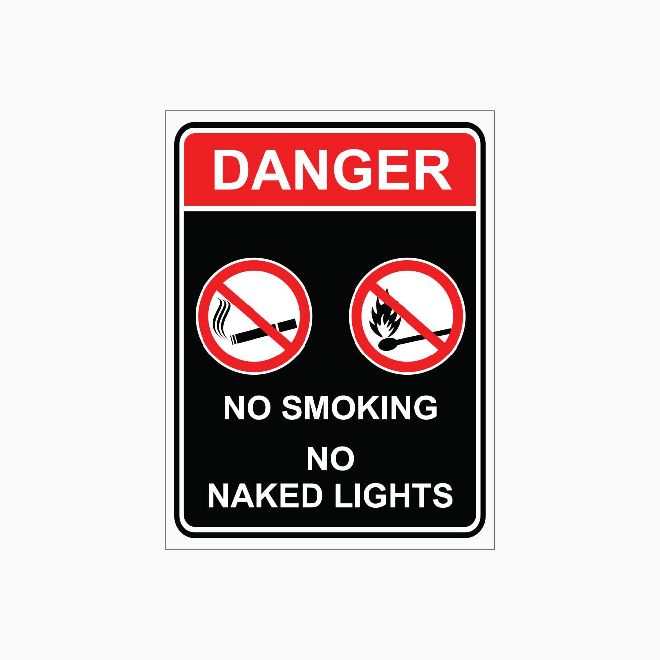 NO SMOKING - NO NAKED LIGHTS Sign Prohibition Metal Tin Sign 8 x 12 inch for Industrial & Commercial Series