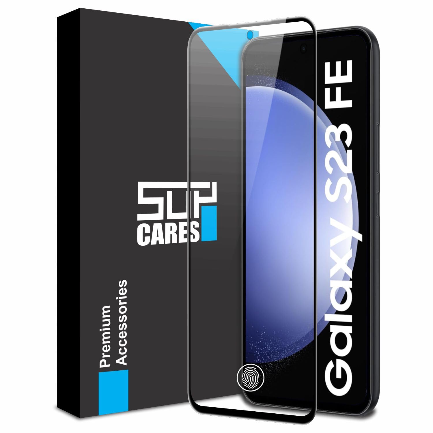 SupCares Tempered Glass for Samsung Galaxy S23 FE (6.4 Inch) With Installation Kit | 9H Edge to Edge Screen Protector | Black
