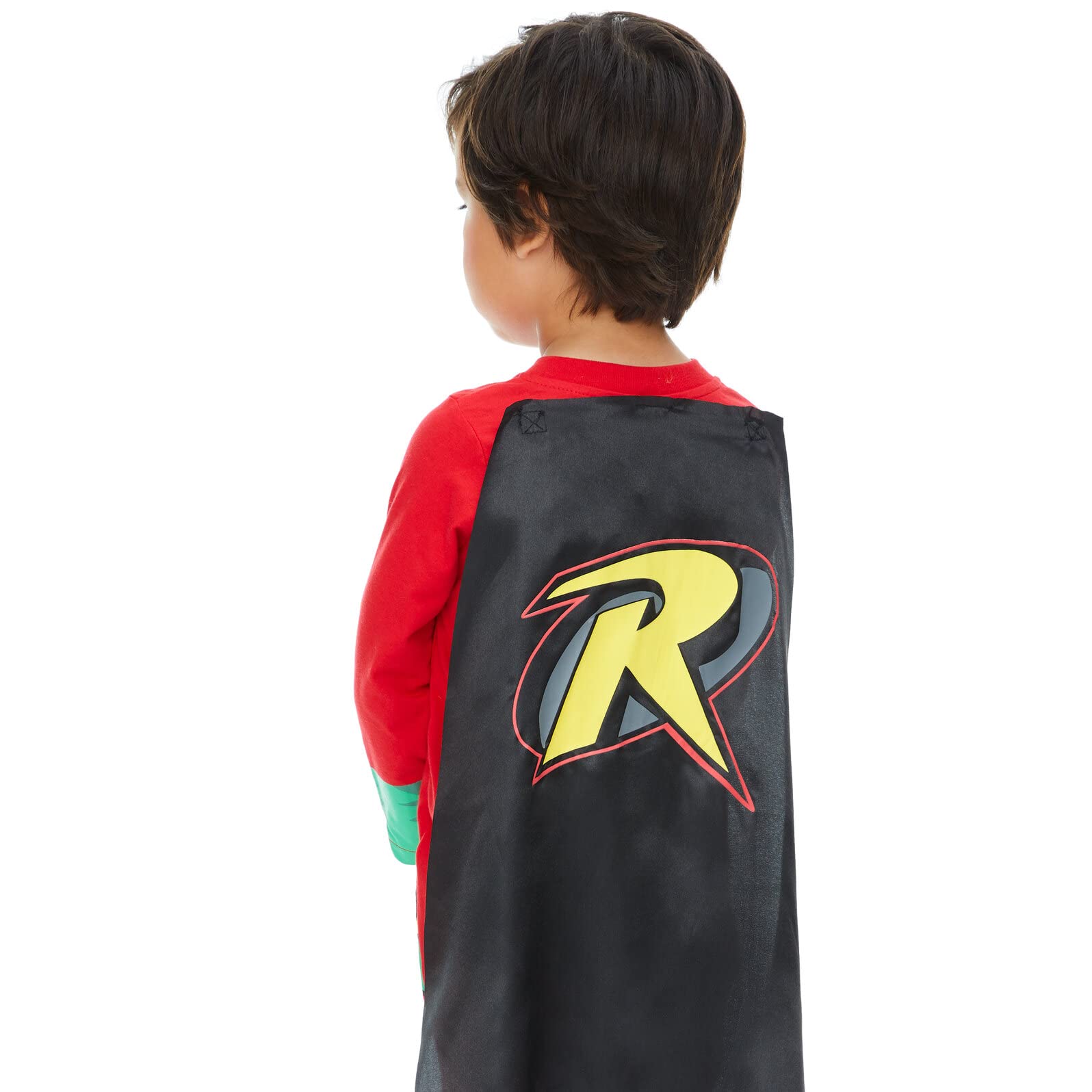 Warner Bros. DC Comics Mono y Capa de Robin de Liga de la Justicia con Cierre de Cremallera - Elegante Conjunto de Disfraz para Niño (4 Años)
