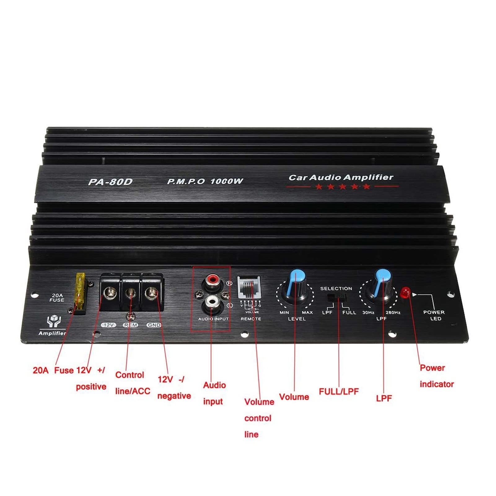 Amazon.co.jp: スピーカー アンプ 新しい12V 1000Wモノラルカー