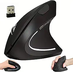 Mouse Ergonômico Vertical Sem Fio Bluetooth 2.4 GHZ Ortopédico, Óptico 3 Níveis de DPI Ajustáveis/Plug and Play, Redução de Tensão no Pulso - Premium