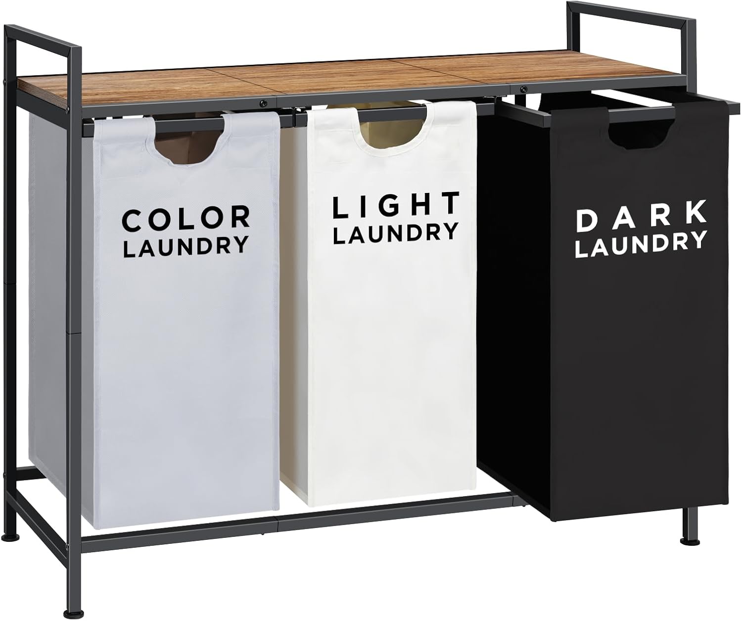 Ollieroo Rolling Laundry Sorter 3 Section Large Capacity Basket