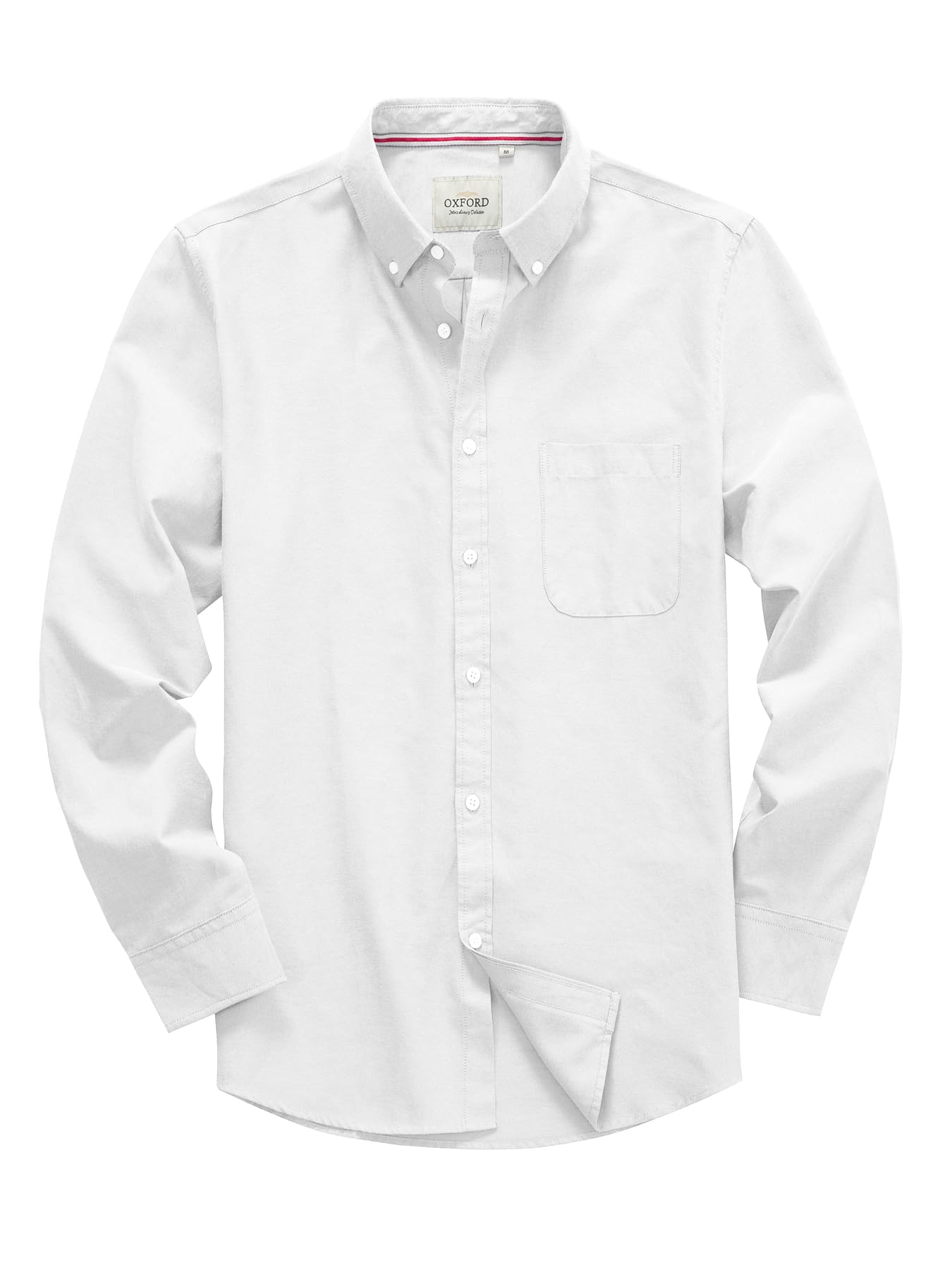 Mens Solid Oxford Shirt Regular Fit Long Sleeve Casual Button Down Shirts Wrinkle Free Dress Shirt with Pocket