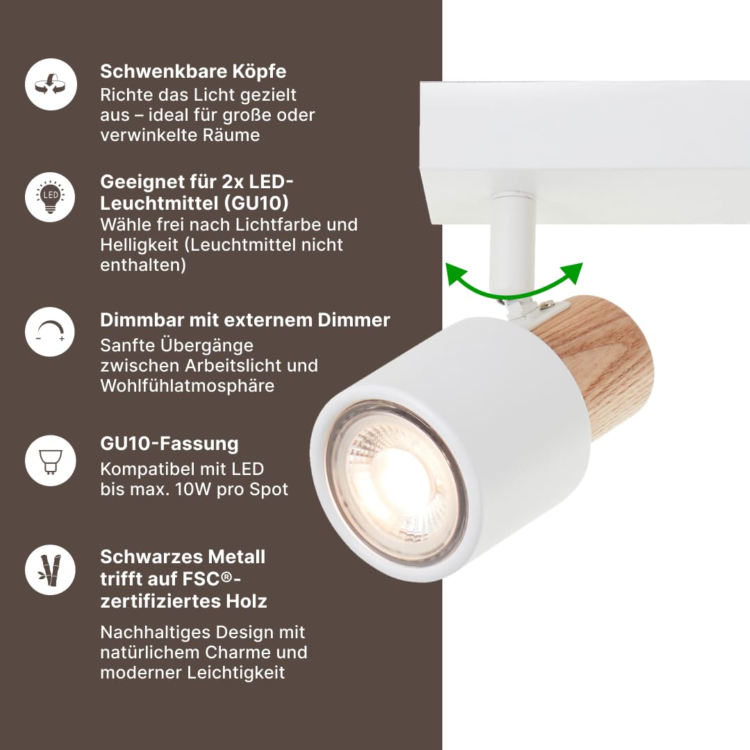 Brilliant Pini LED Spotbalken 4x GU10, 58 cm, Schwenkbar, Dimmbar