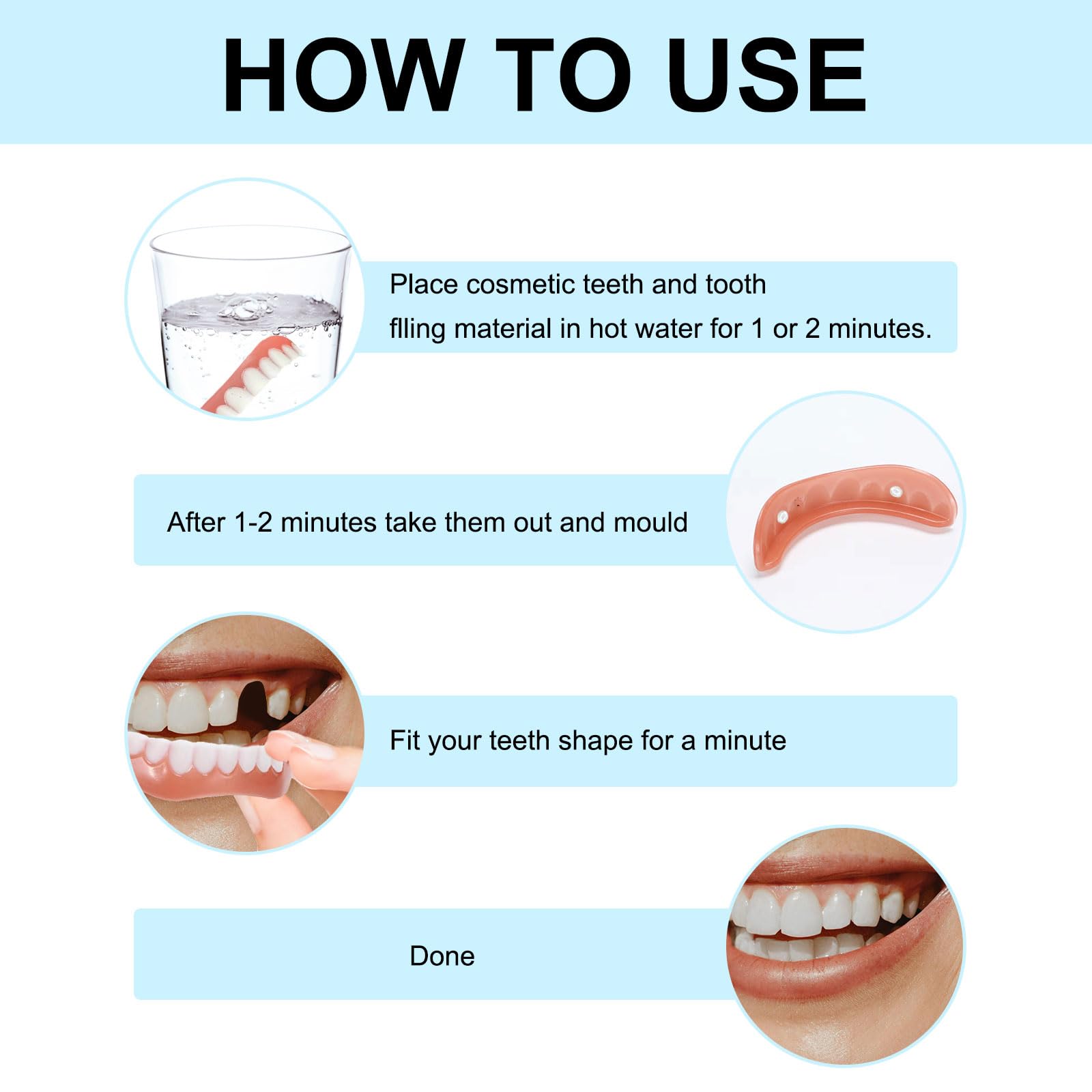 SKHAOVS 7 Pares Dentaduras Postizas Instantáneas Dientes de Carillas Cosméticas, Dentaduras Temporales Postizos de Superior E Inferior Dientes, Perfecta Sonrisa Dientes Prótesis Chapa