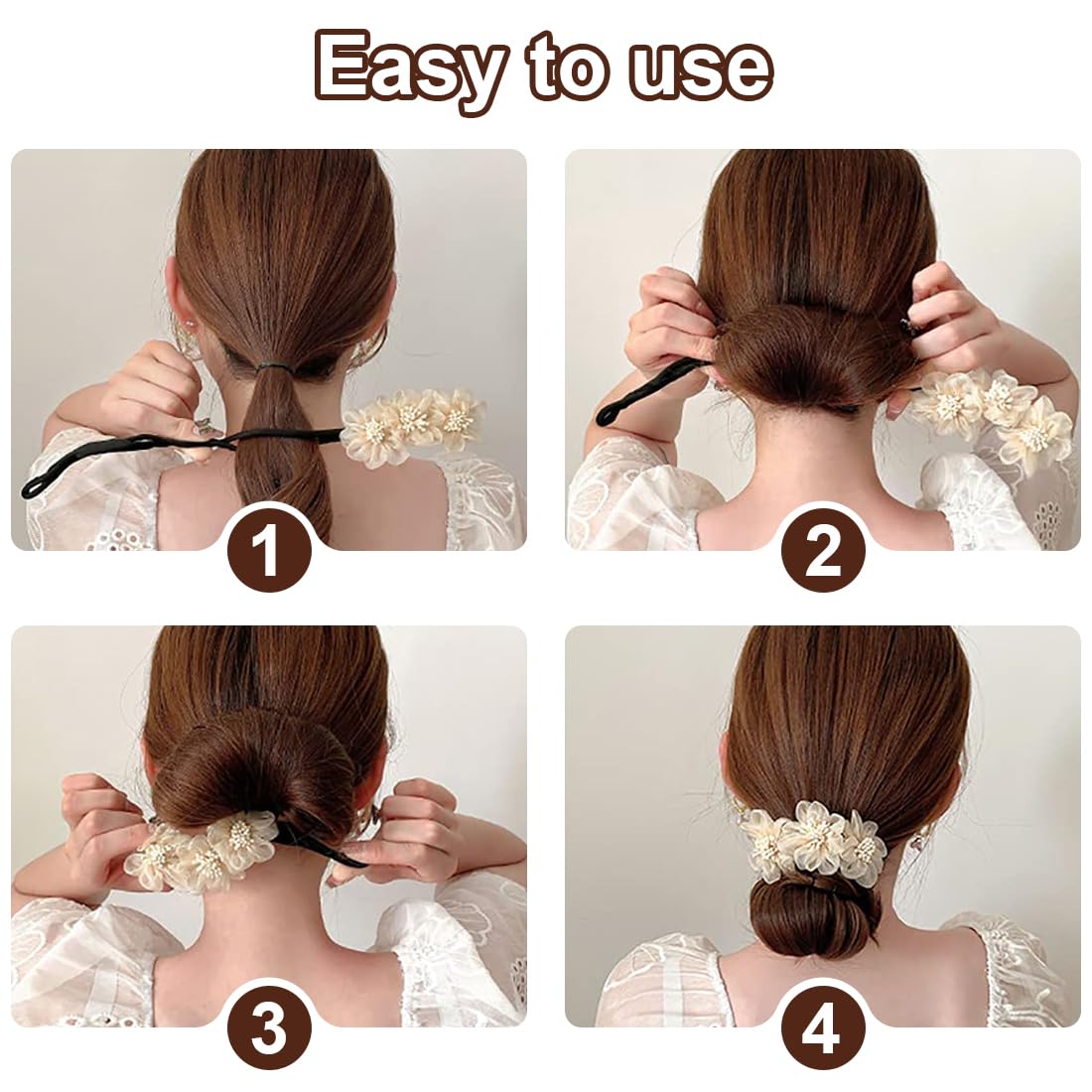 2 Pezzi Chignon Facile per Capelli,Creatore per Pane Ciambella Chignon a Ciambella, French Twist Accessori Capelli Ciambelle Chignon,Fiore Capelli Chignon per Donne Ragazze Bambini Balletto