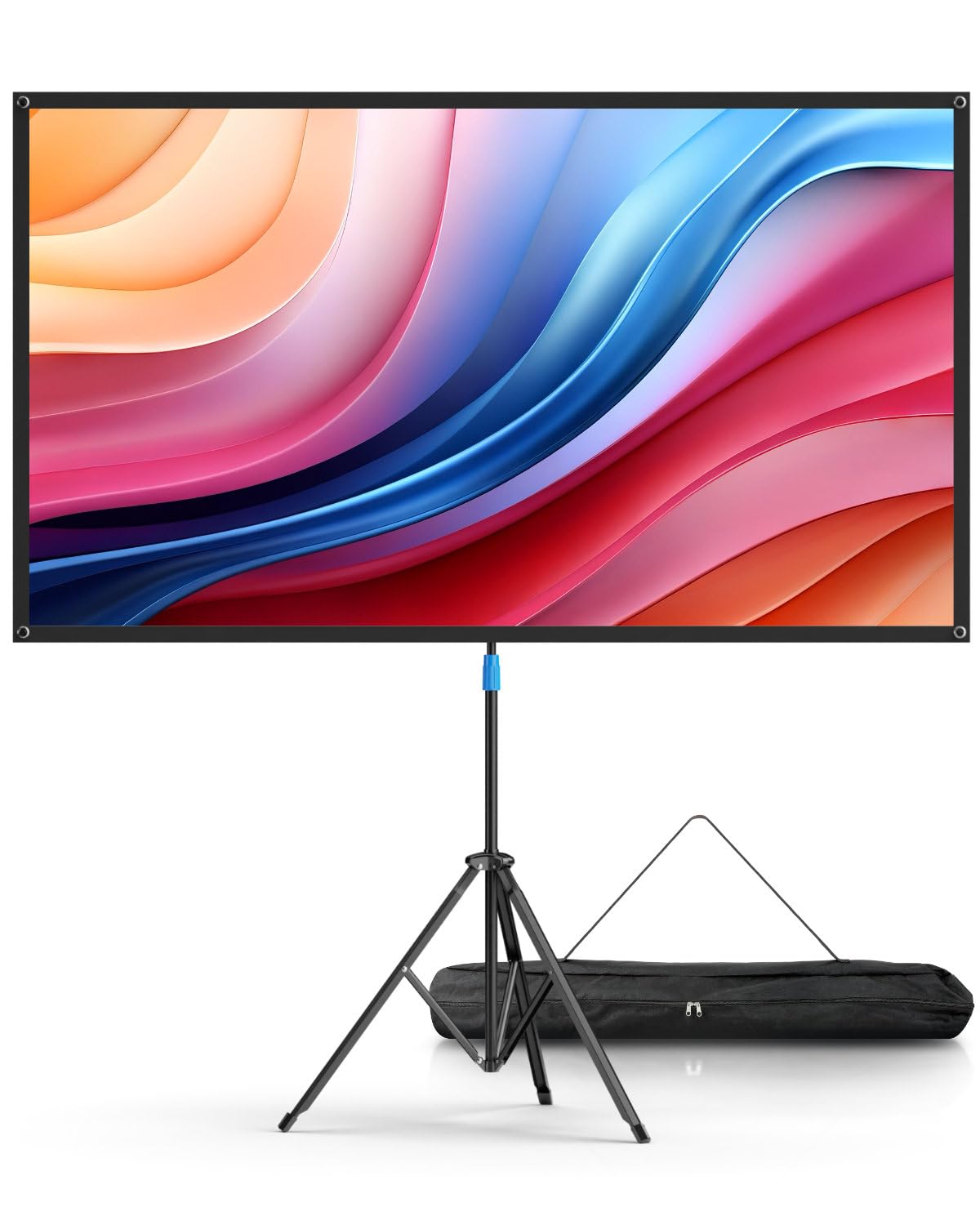 VISULAPEX 100"Schermo Proiettore, 16:9 4K Schermo per Proiettore con Supporto Portatile, Idea per Teatro Domestico, il Cinema All'aperto Feste in Giardino
