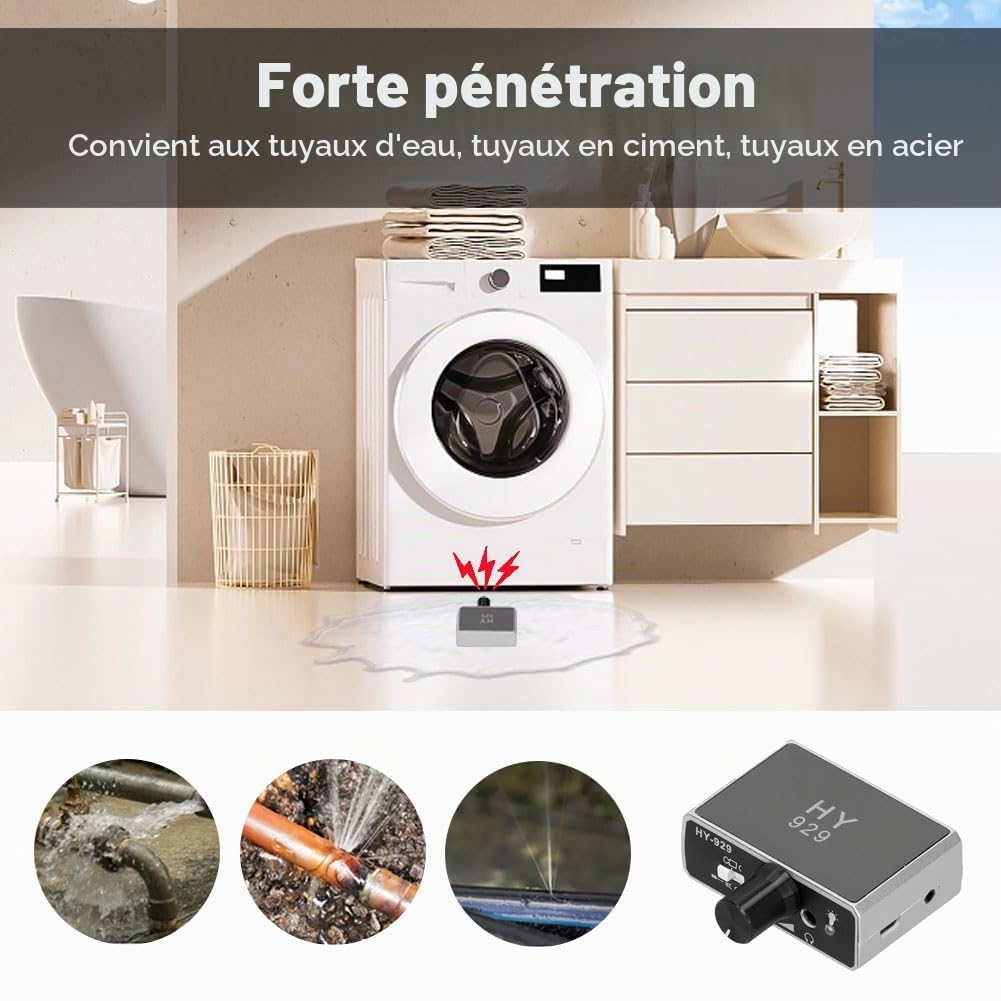 Tissting Détecteur de Fuite d'Eau Souterraine, Haute Résistance Détecteur de Fuite de Conduite d'Eau, Localisateur de Fuite d'Eau, Double Sonde, ABS + Métal, for Plomberie et Maintenance