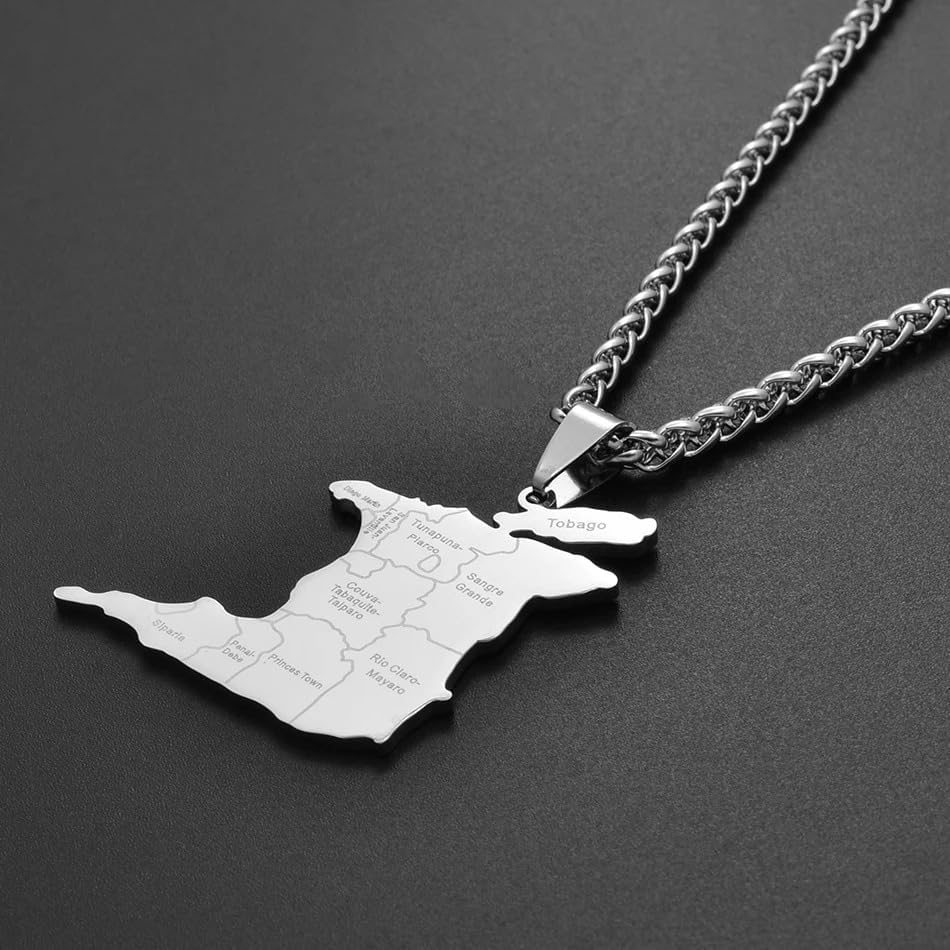 925 Sterling Silver Big Trinidad & Tobago Map Pendant Necklace For Women - Ethnic Trinidad Necklace City Of Trinidad And Tobago Necklace Country Map Pendant Charm Jewelry Gifts For Women - Image 6