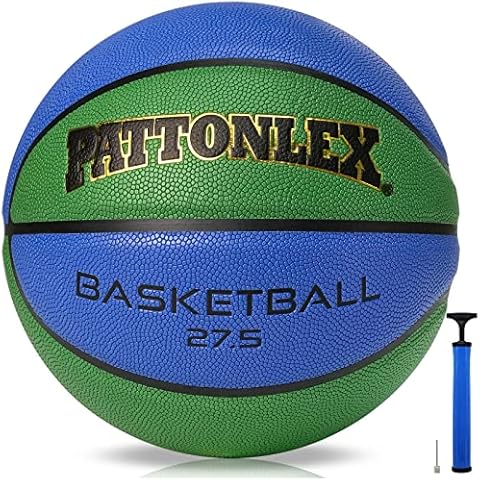 PATTONLEX Kids/Youth Basketball Size 5 (27.5") Composite Leather Basketballs for Junior Boys and Girls Indoor/Outdoor Basketball Game(Blue-Green) Cover
