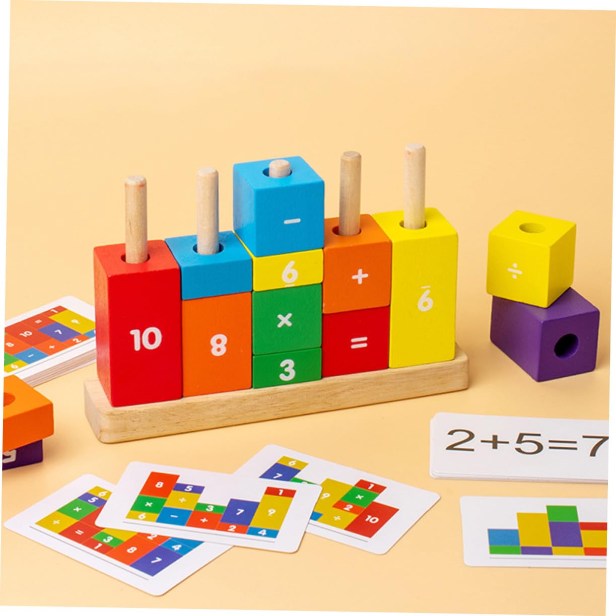 Beaupretty Bloques de Operación Digital para Juguete de Matemáticas Juguete Educativo Temprano de Madera para Aprender Matemáticas el Hogar y Jardín de Infancia