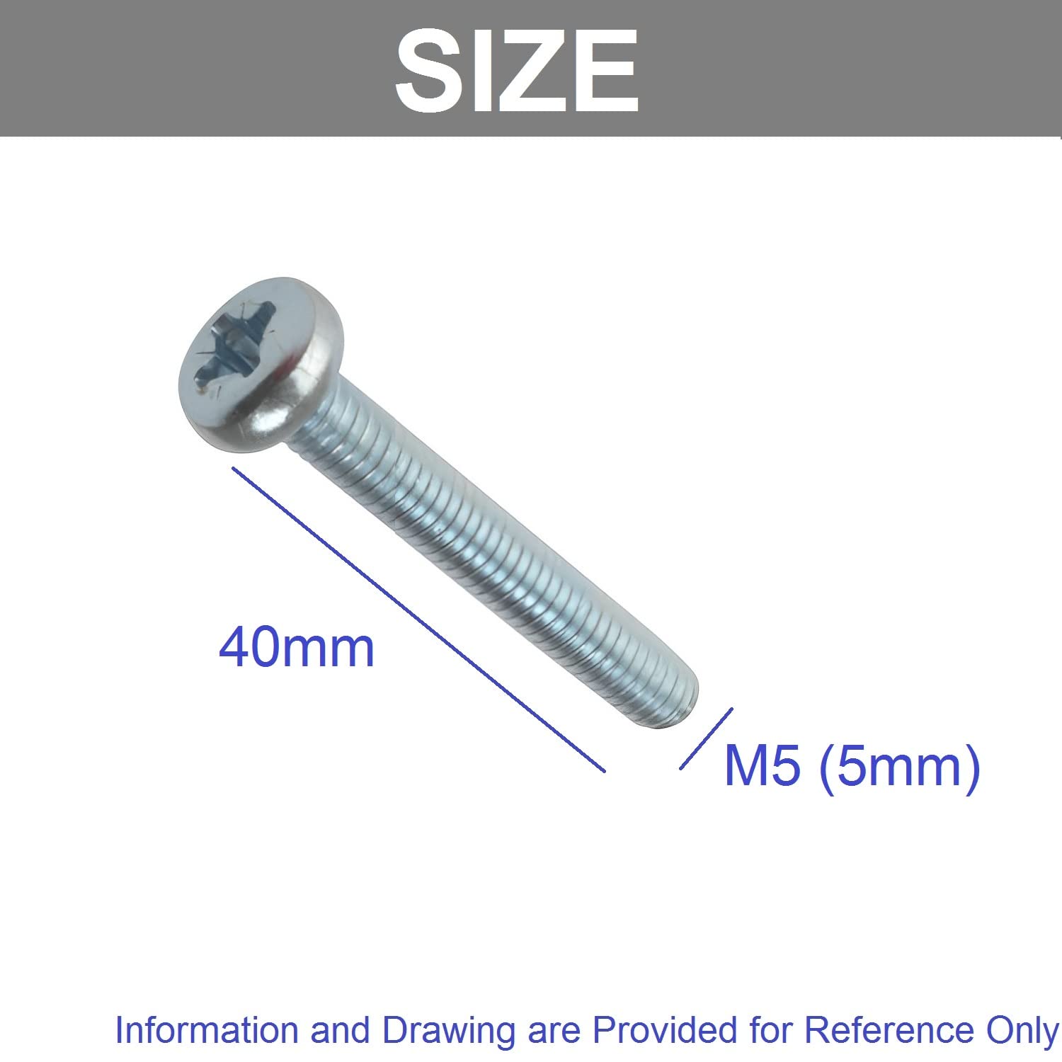 TERF® M5 X 40mm Pozi Pan Head Machine Screws Stainless Steel A2 (304) Machine Screw M5 (5mm) X 40mm Pozi Drive Pan Head Machine Screw Bolts - Image 3
