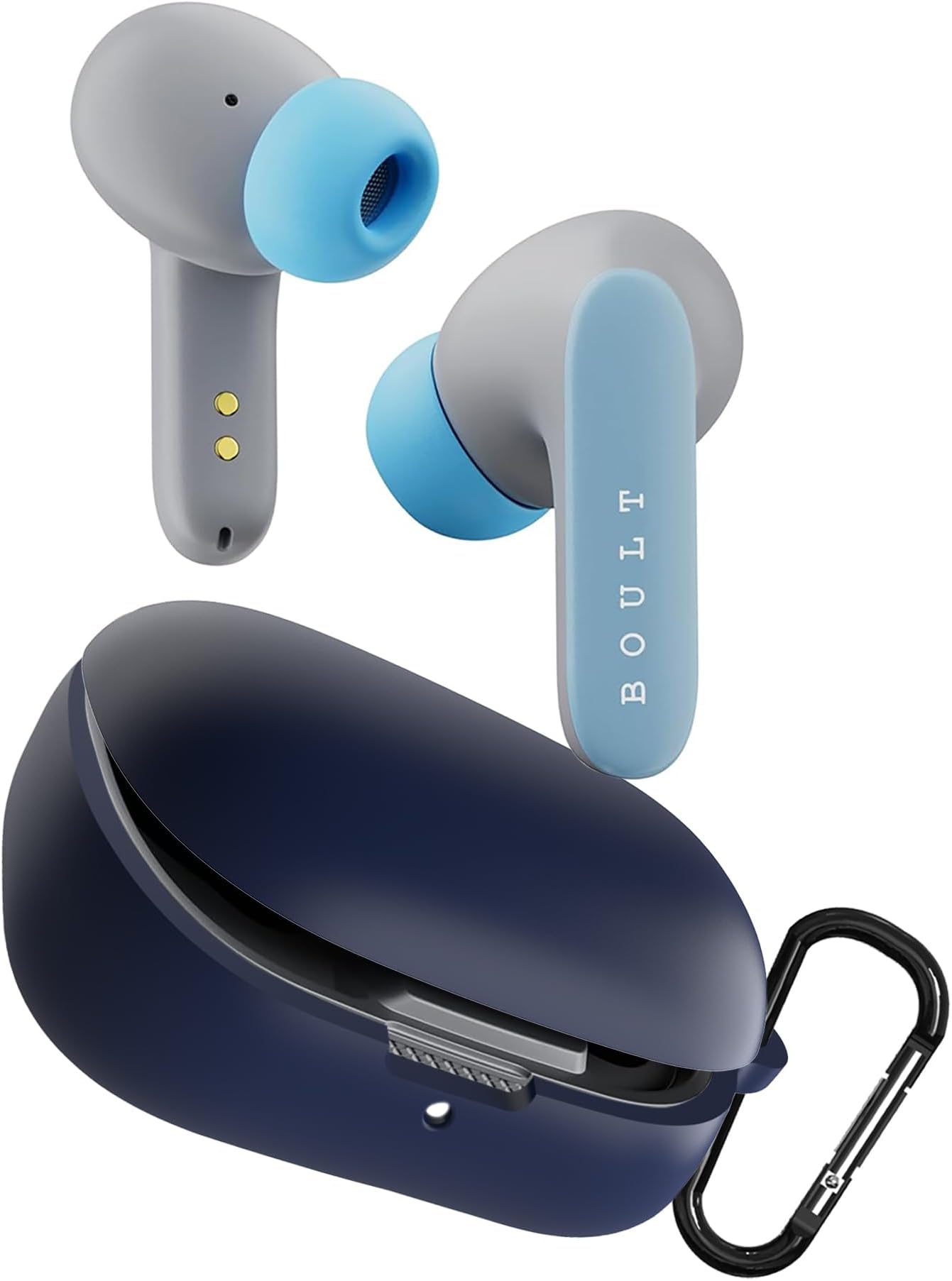 Sounce Earphone Case Cover Compatible for GOBOULT Z20 Pro, Soft Silicone Skin Case Cover Shock-Absorbing Protective Case with Keychain [Front LED Visible] - Blue