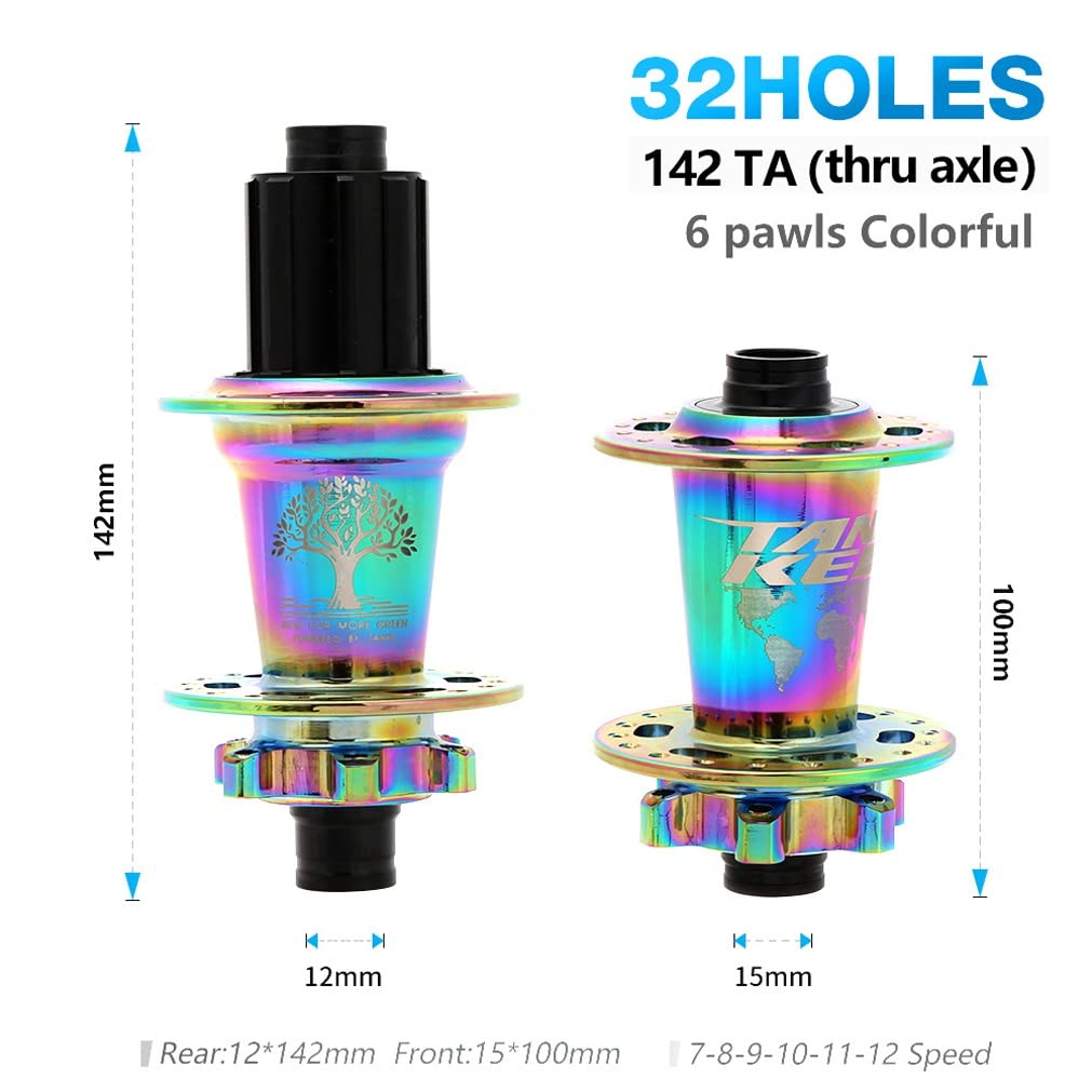 YOJOLO MTB Bike Hubs 32 36 Holes 6 Bolts Disc Brake Hub Thru Axle Front Hub 15x100mm Rear Hub 12x142mm Cassette Bicycle Bearing Hub Set for 7 8 9 10 11 12 Speed Mountain Bike