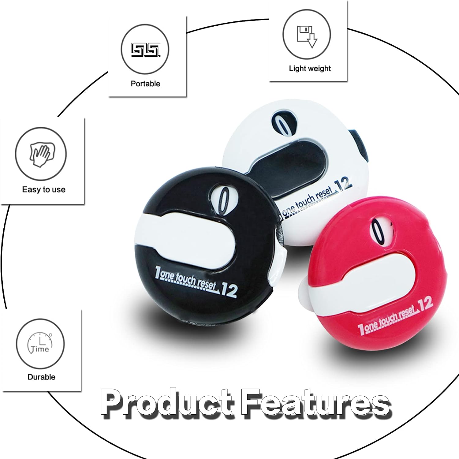Amy Sport Golf Score Counter Stroke One Touch Reset Up to 12 Shots Value Pack Portable Mini Attachment Counters Clicker Clip to Golfers Glove Bag Hat