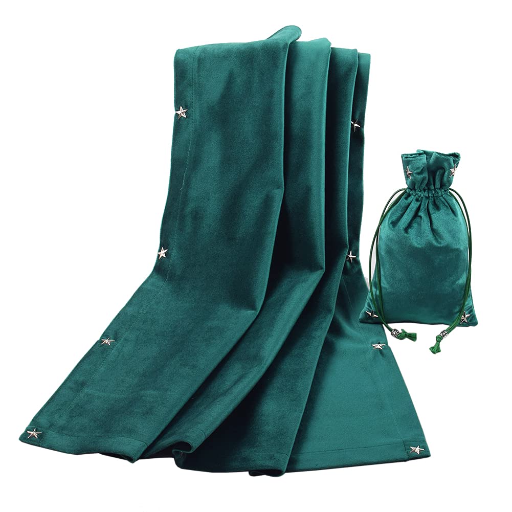 BLESSUME Altar Tarot Card Table Cloth with Tarot Bag Divination Wicca Velvet (Green 5)