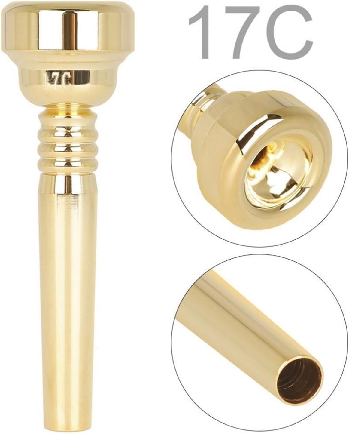 17c Bocchino per Tromba Bocchino per Tromba Professionale in Ottone con Tono Ricco, Gold, 3.43 * 1.06 * 1.06 Inches