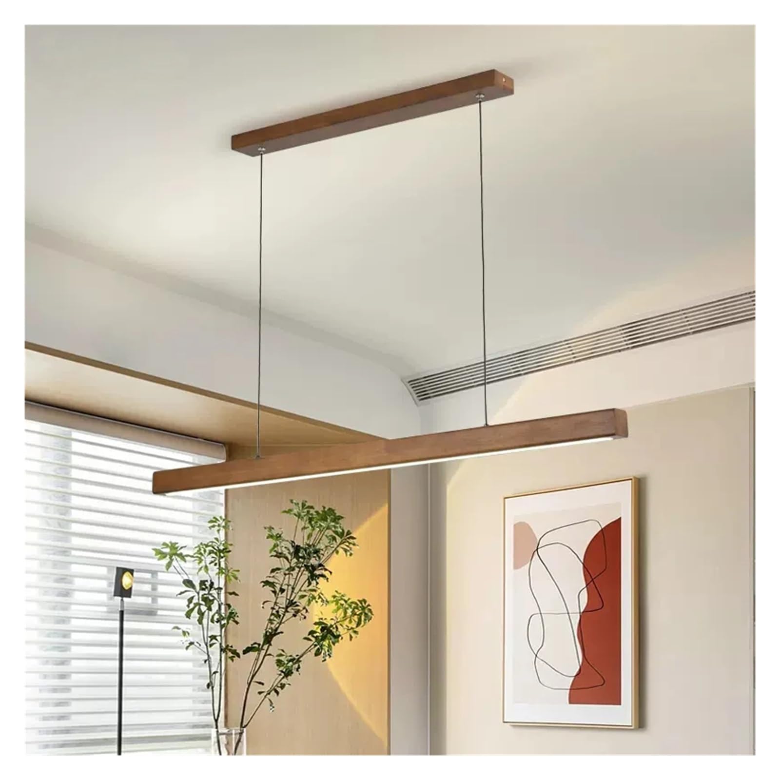 Suspension LED en bois 80cm pour éclairer un salon sombre sans éblouir