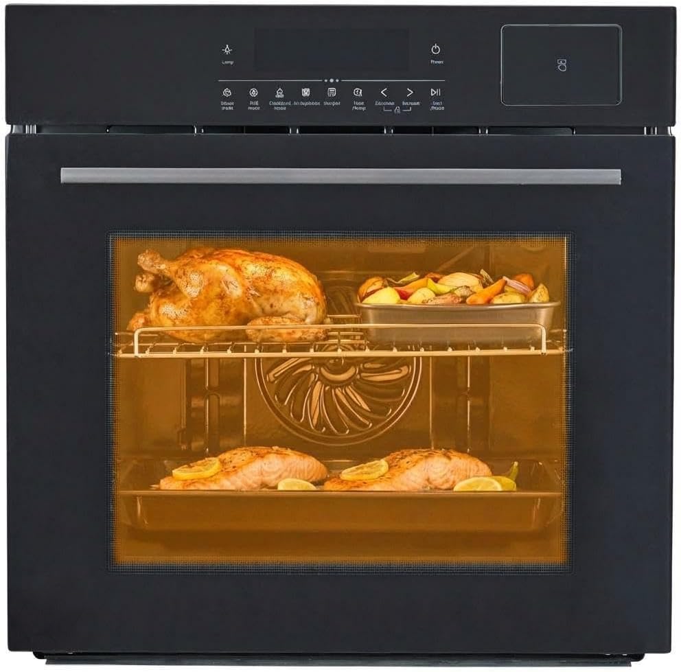 24 Inch Electric Wall Oven, 2.5 Cu.Ft Built-in Smart Convection Oven, Self-Cleaning, 3D Surround Heating & Digital Touch Control, Double Glass Door