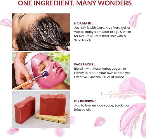 Miniatura 5 de Hibiscus Powder for Skin 8.01 oz  Hibiscus Powder for Face (8 oz)  Polvo de hibisco crudo 100% puro para cabello, piel y té  Vegano, sin OMG, sin