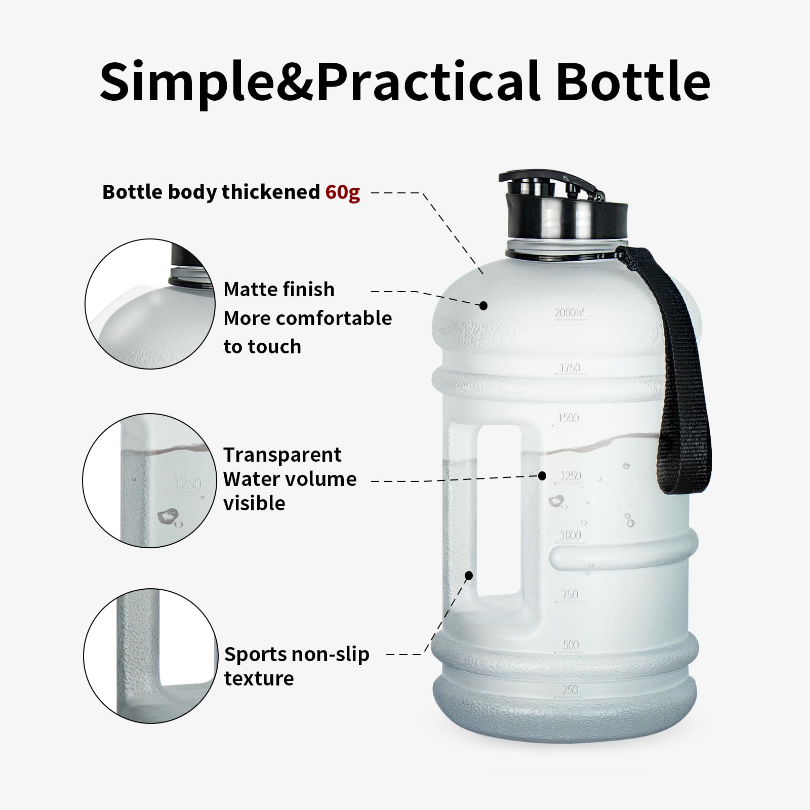 TOOFEEL 3,6 L Wasserflasche Mit Strohhalm & Trinkdeckel – BPA-frei & Ideal Für Unterwegs