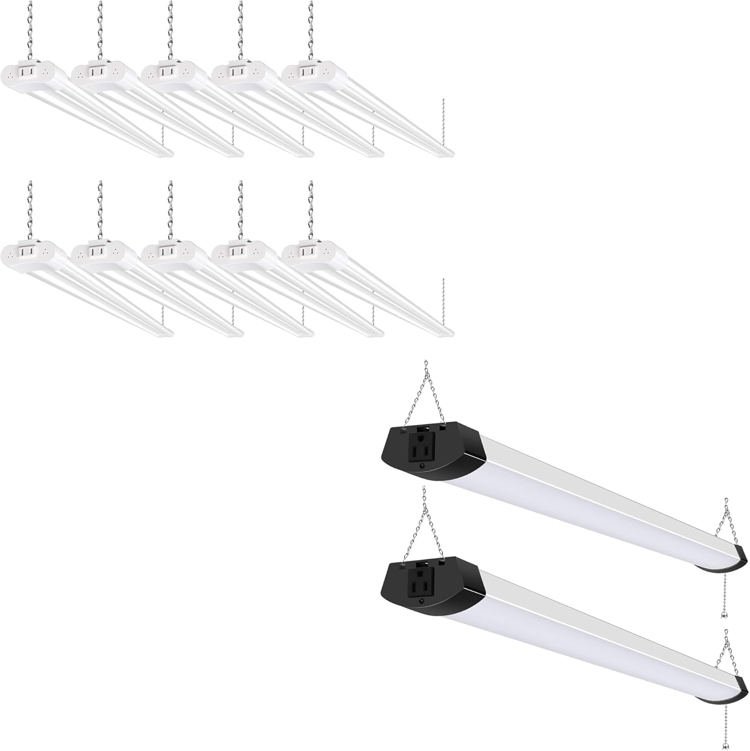 hykolity 5000K LED Shop Light Linkable, Daylight LED Ceiling Lights for Garages, Workshops, Basements, Hanging or FlushMount, Included Power Cord and Pull Chain,ETL