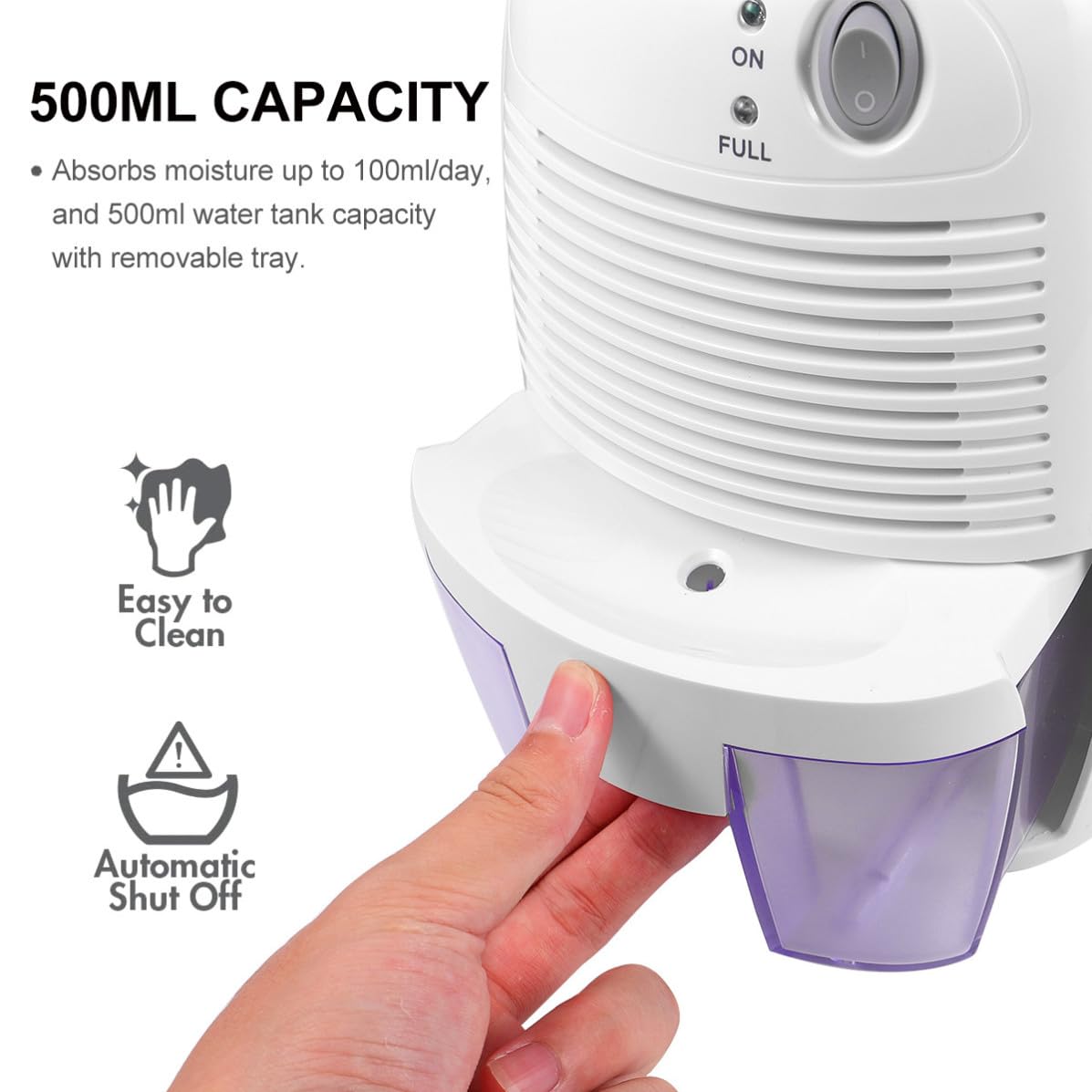 ULTECHNOVO Deshumidificador USB de 500ml en Abs Blanco para Armario y