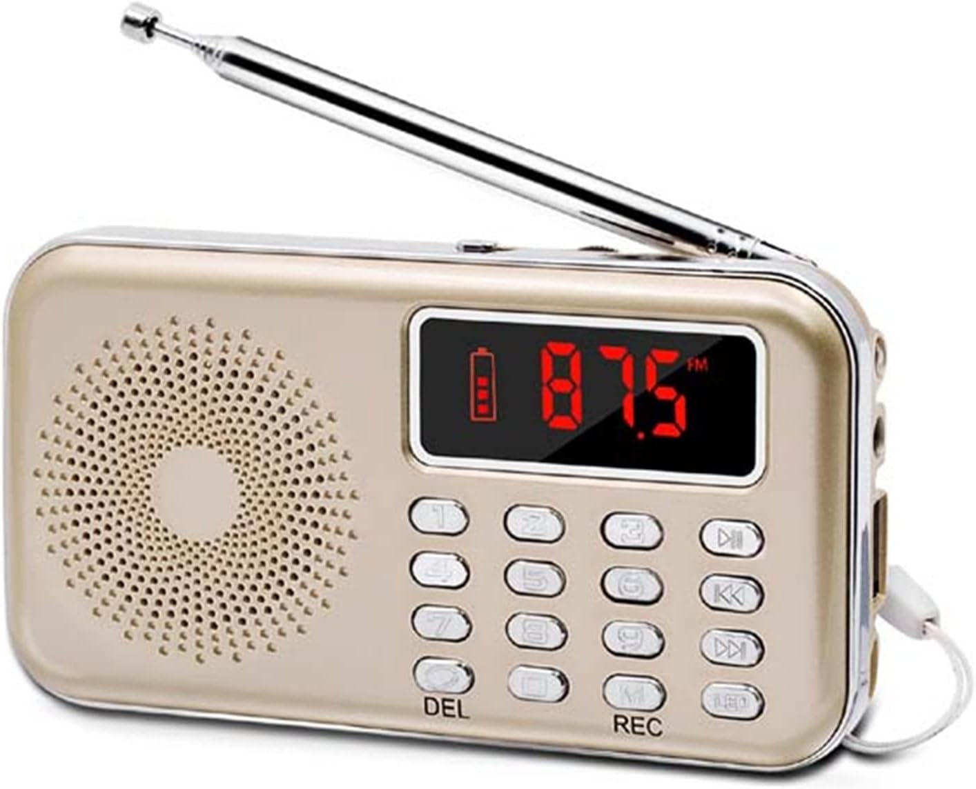 Portable Multiband Mini Radio Fm Stereo Receiver Speaker Recorder Mp3 Player Support Tf Sd Card USB Aux Led Flashlight-Blu-U
