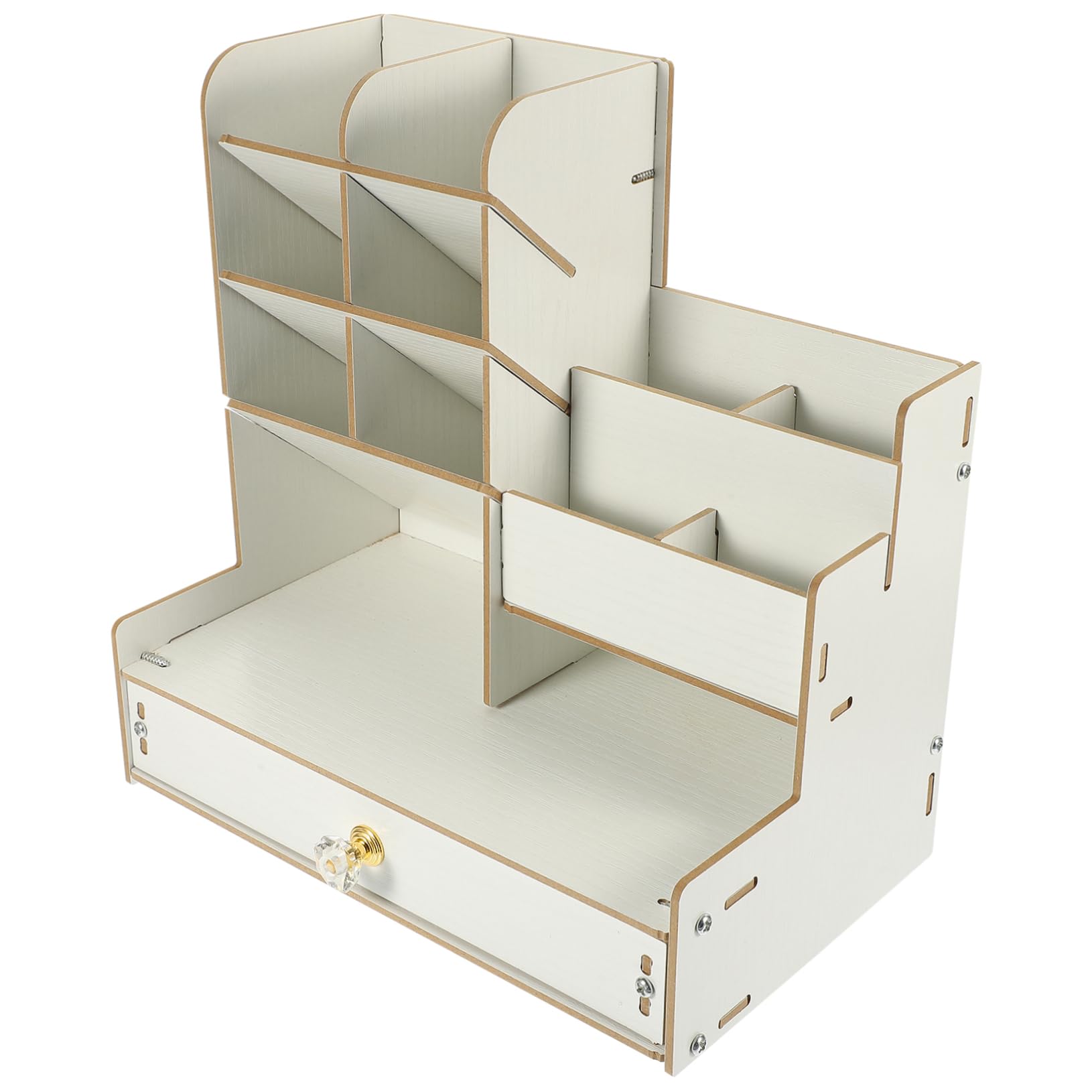 Amosfun Porta Penne Da Scrivania in Legno Organizer Multiuso Per Cancelleria Scomparti Scatola Portaoggetti Resistente e Pratico Per Ufficio e Studio