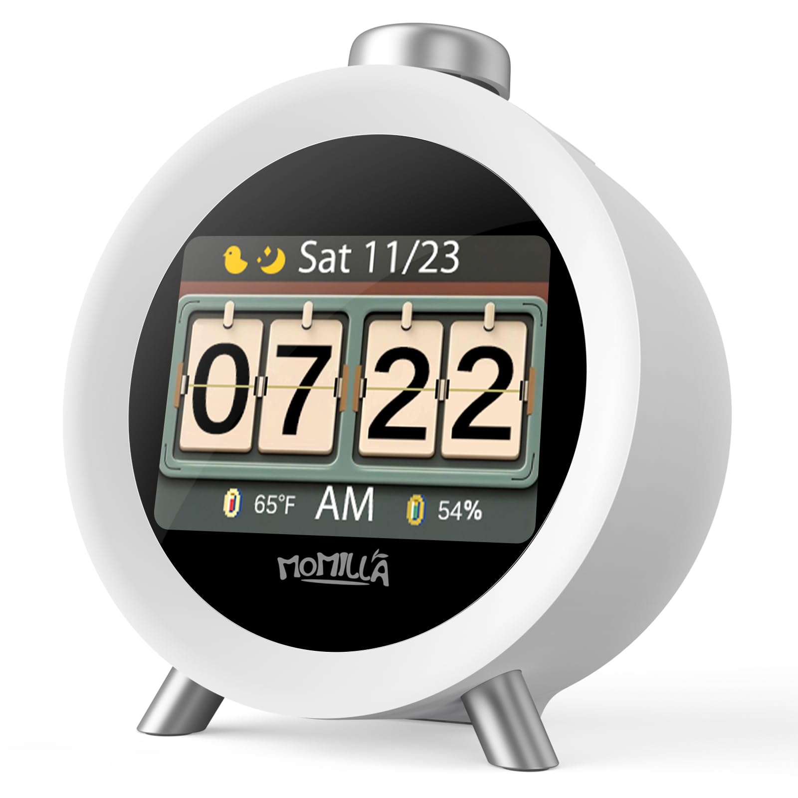 MOMILLA Reloj despertador para adultos que duermen pesadamente, temperatura de pantalla colorida, programable de 7 días, 4 alarmas, relojes despertadores para niños y niñas, fácil de configurar, ruido