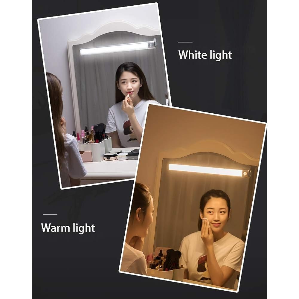 Lampade a Specchio da Bagno Lampade a Specchio Led Fari Ricaricabili a Induzione Trucco Specchio Bagno Wireless Punzonatura Senza Fili per il Bagno Staccabile Luci Della Parete Leggera/White