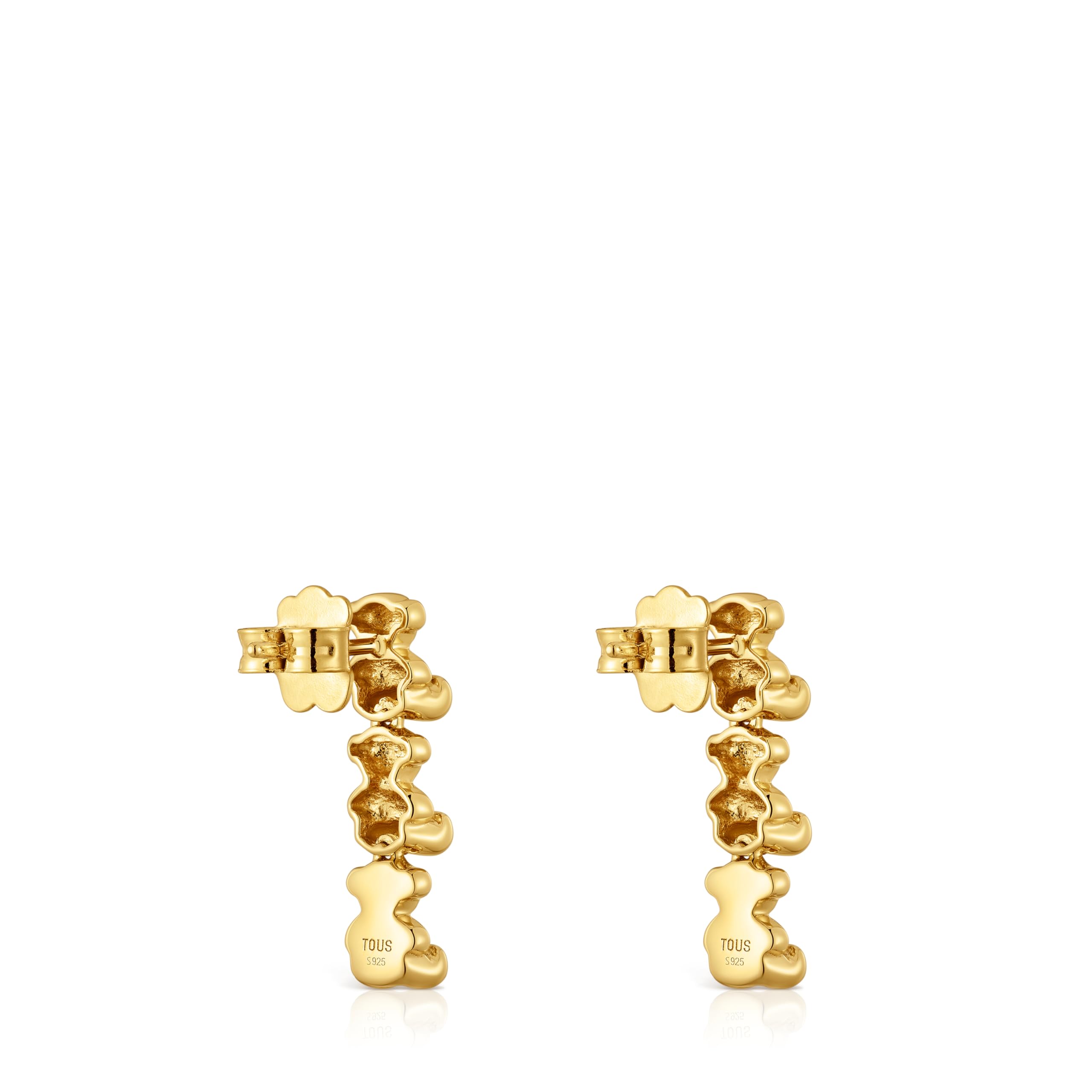 Pendientes Bold Bear largos bañados en oro 18 kt sobre plata