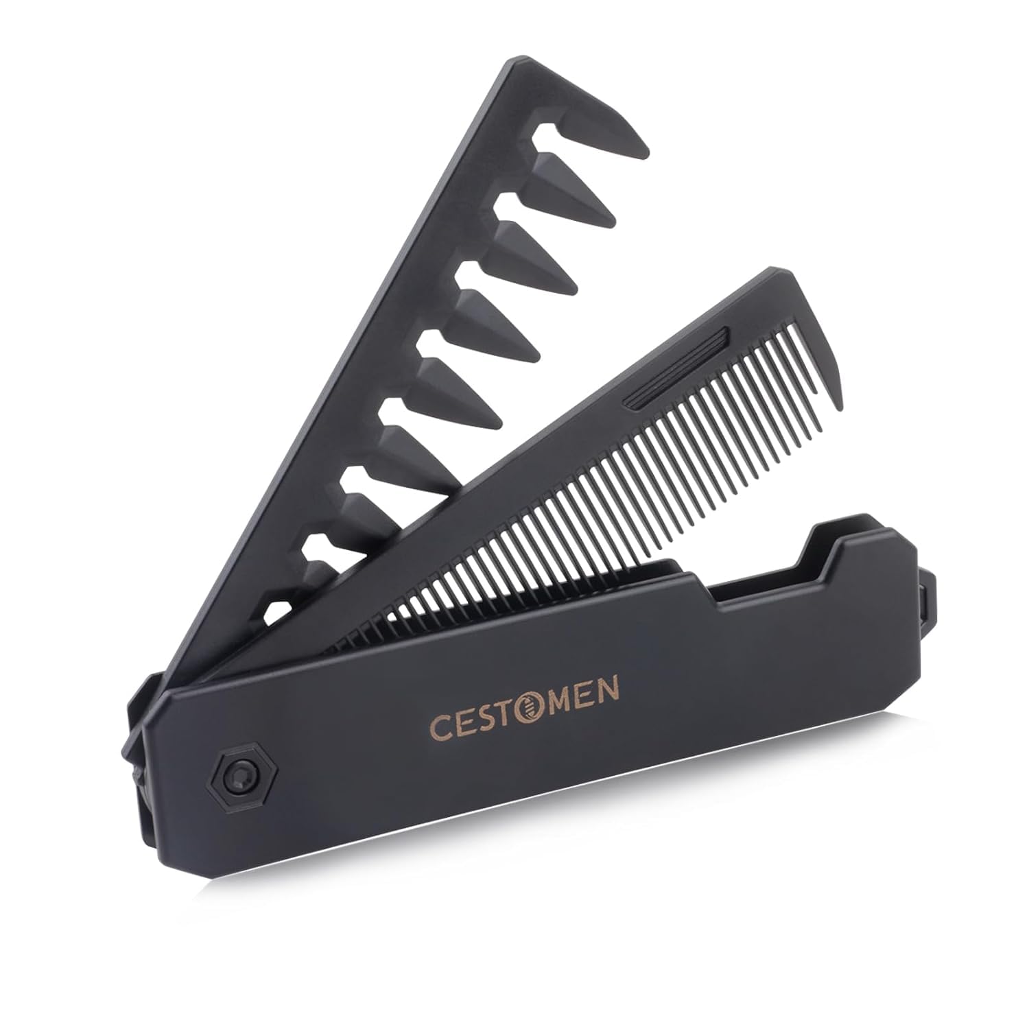 Protable Folding Pocket Comb for Men, 2 in 1 Hair Comb - Fine Tooth Comb, Styling for Everyday Grooming & Combing Hair, Beards and Mustaches (Black)-picture-23