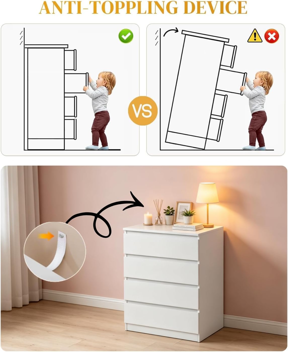 LEADZM Commode Blanche à 4 tiroirs, Meuble Rangement, Commode Chambre | Armoire à tiroirs 60 x 38 x 78 cm