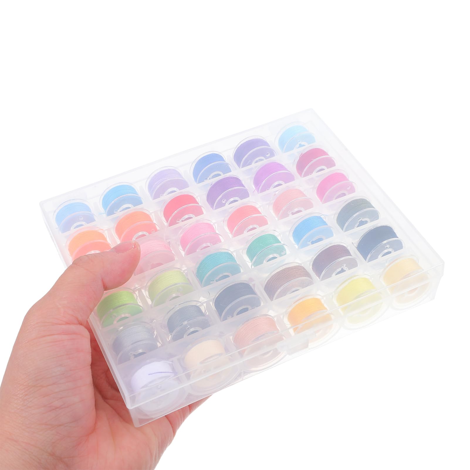 72 Stück Nähgarnsortiment für Nähmaschine mit Spulen | 400 Yards Je Spule, Breites Farbspektrum, Polyester und Kunststoff, Kompakte Kasten mit Nadeln Zufällige Farbe