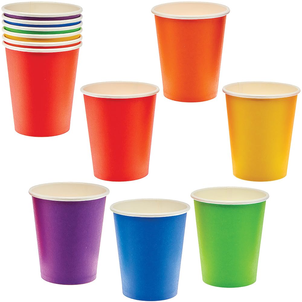 Baker Ross FN129 Rainbow Colours Paper Craft Cups - Pack of 30, Biodegradable Reusable Multiuse Multipurpose Paper Cups