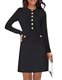 Women's 2025 Fall Sweater Dress Winter Long Sleeve Fashion Button Elegant Work Formal Cocktail Party Mini Dresses