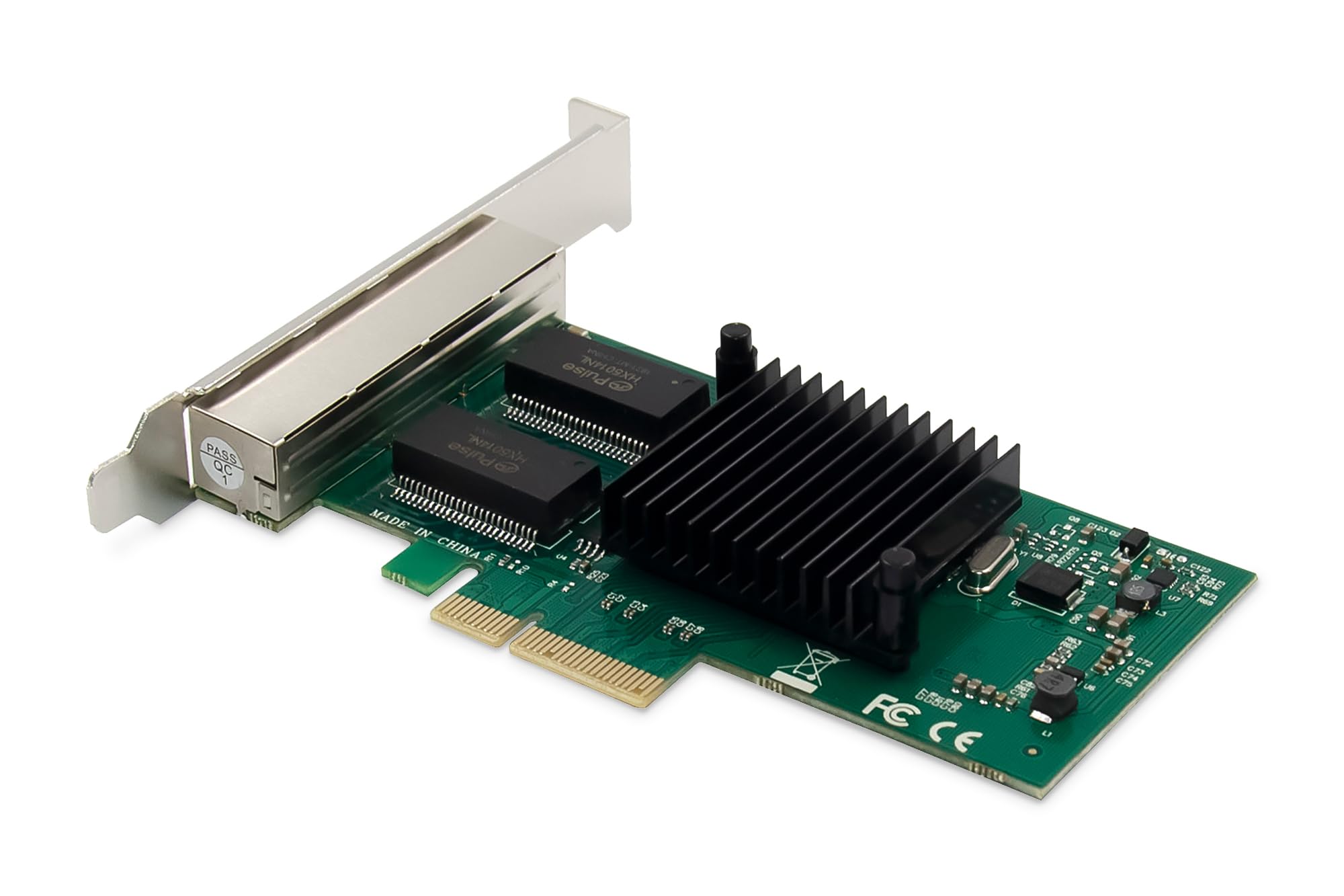DIGITUS Karta sieciowa Gigabit Ethernet Server - 4 porty RJ45 - NIC - Intel I350 - bezhalogenowa - 10/100/1000 Mbps