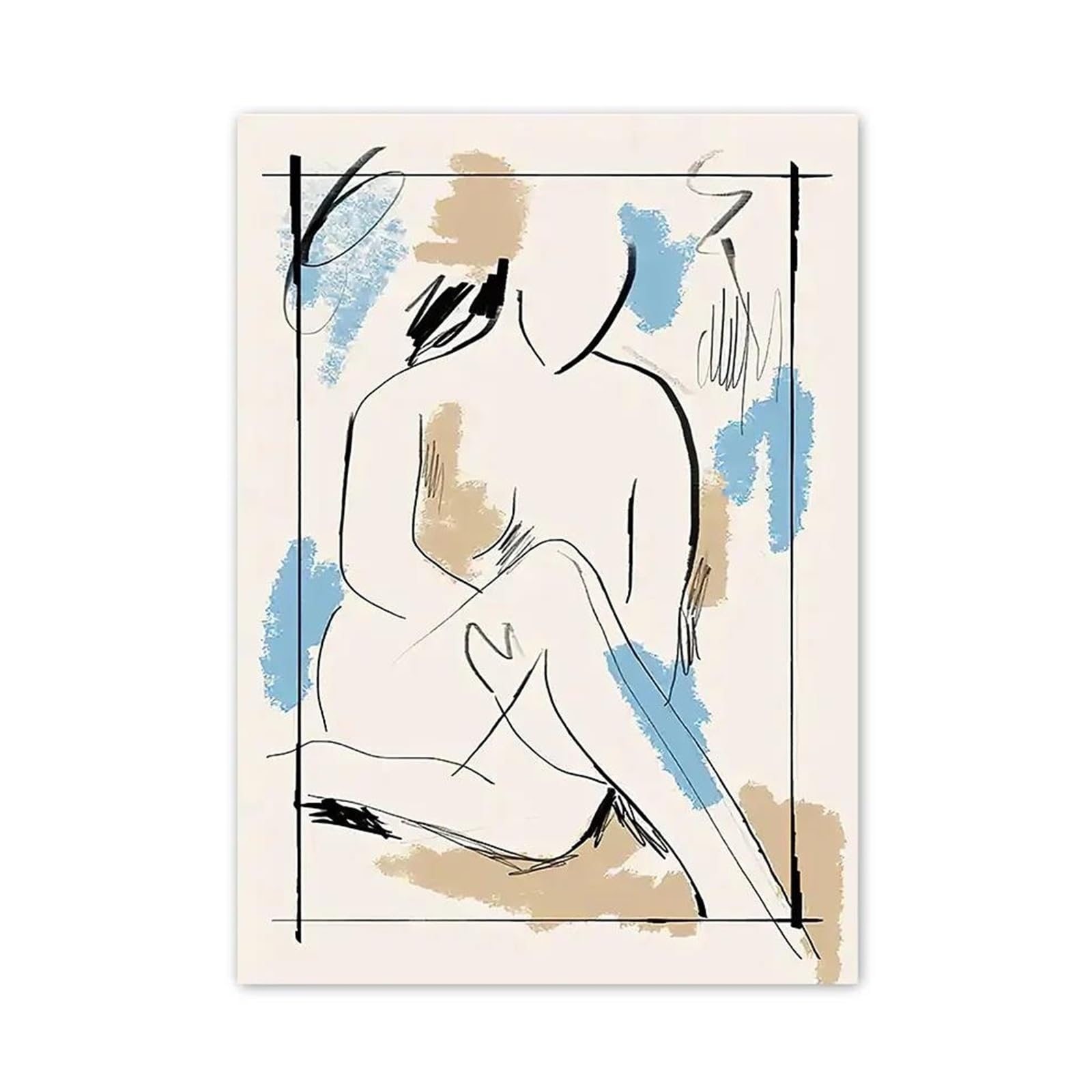Xenite Girls J Wall Art Canvas Prints Abstract Minimalism Lines Stripe Wall Art Posters No Frame Canvas Pictures For Living Room Decor(,50X70cm)