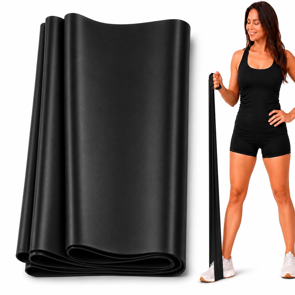 Physioworx Resistance Band Women X Heavy, Flat Exercise Bands 1.2m Black, Single Physio Band for Strength Training, Pilates Workouts, Yoga and Mobility Drills