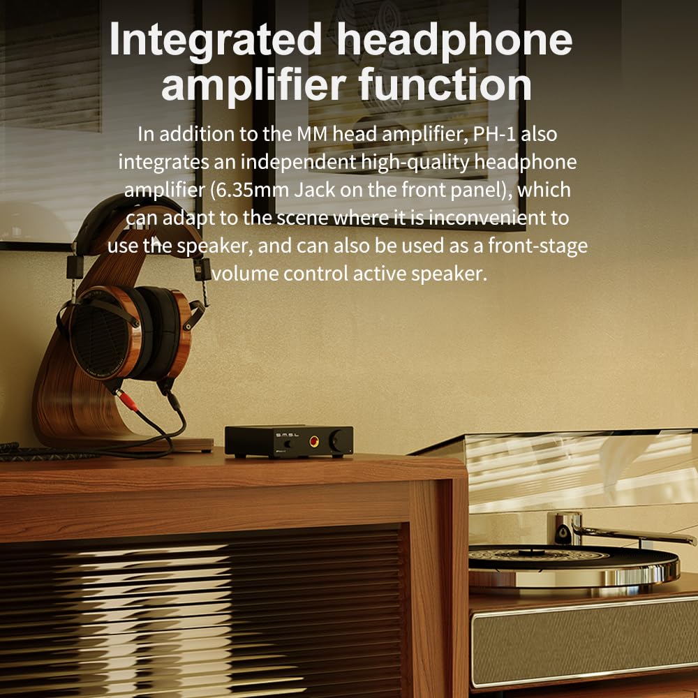 SMSL PH-1 Hi-Fi-Phono-Vorverstärker mit MM/MC-Unterstützung, integriertem USB-DAC für Vinyl-Wiedergabe, hochwertiger Klang